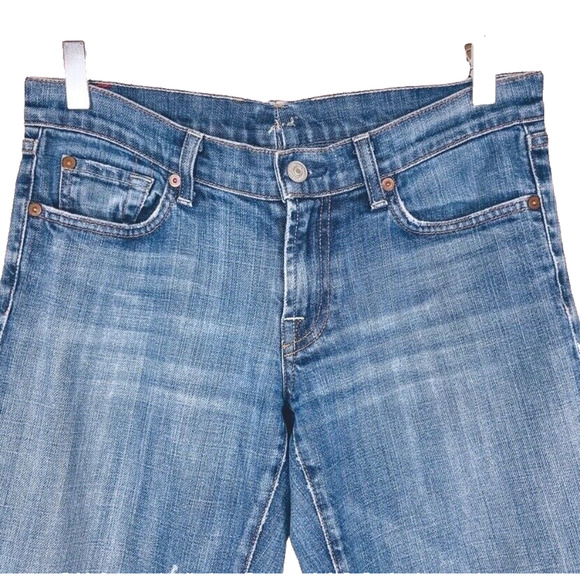 7 for All Mankind Distressed Rhinestone Detail Bootcut Jeans Women's Size 29 - Picture 4 of 11